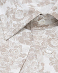 Beige Floral 100% Swiss Cotton Short Sleeve Shirt  Robert Old   