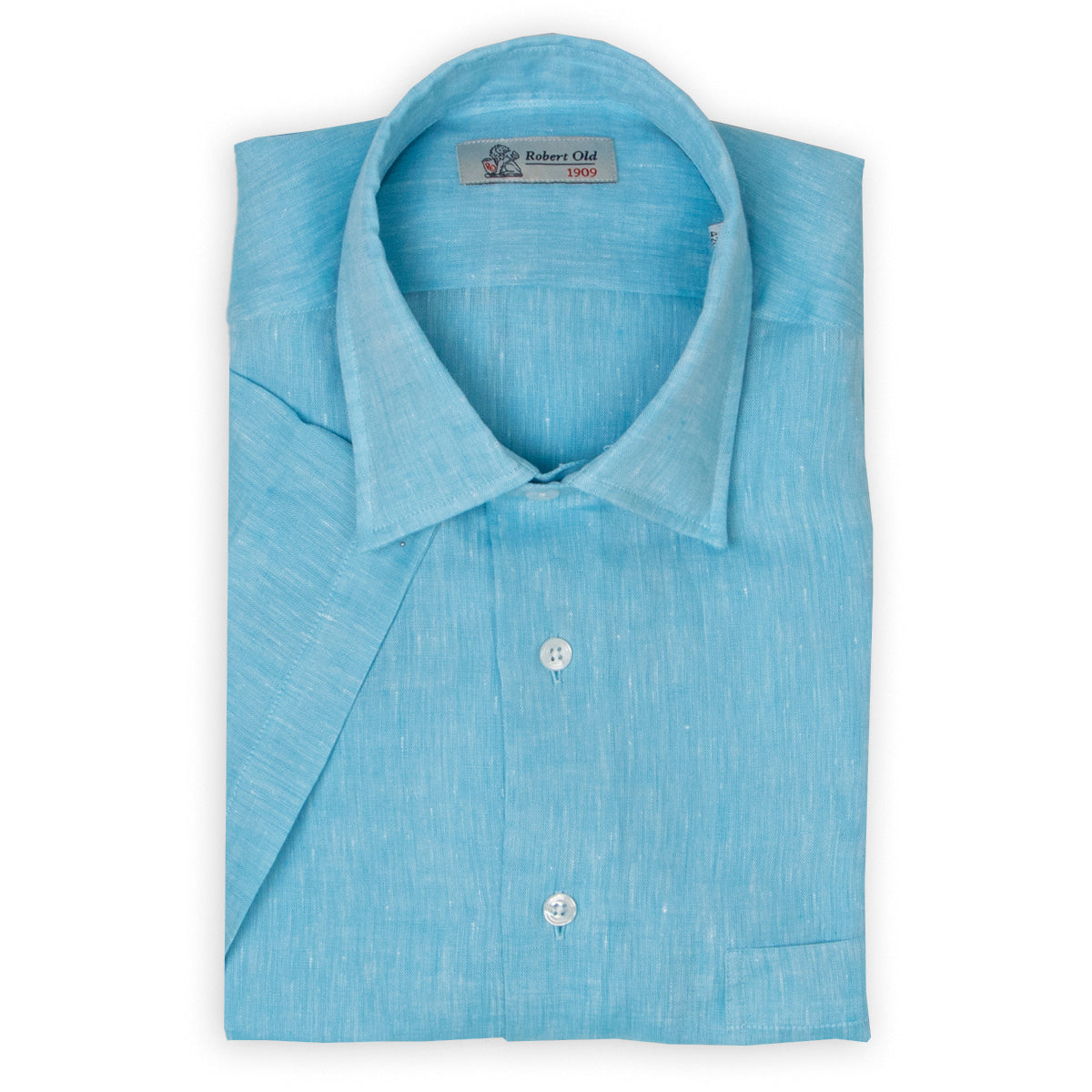 Aqua Blue Linen Short Sleeve Shirt  Rayner & Sturgess   