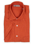 Burnt Orange Linen Short Sleeve Shirt  Robert Old   