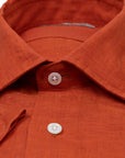 Burnt Orange Linen Short Sleeve Shirt  Robert Old   