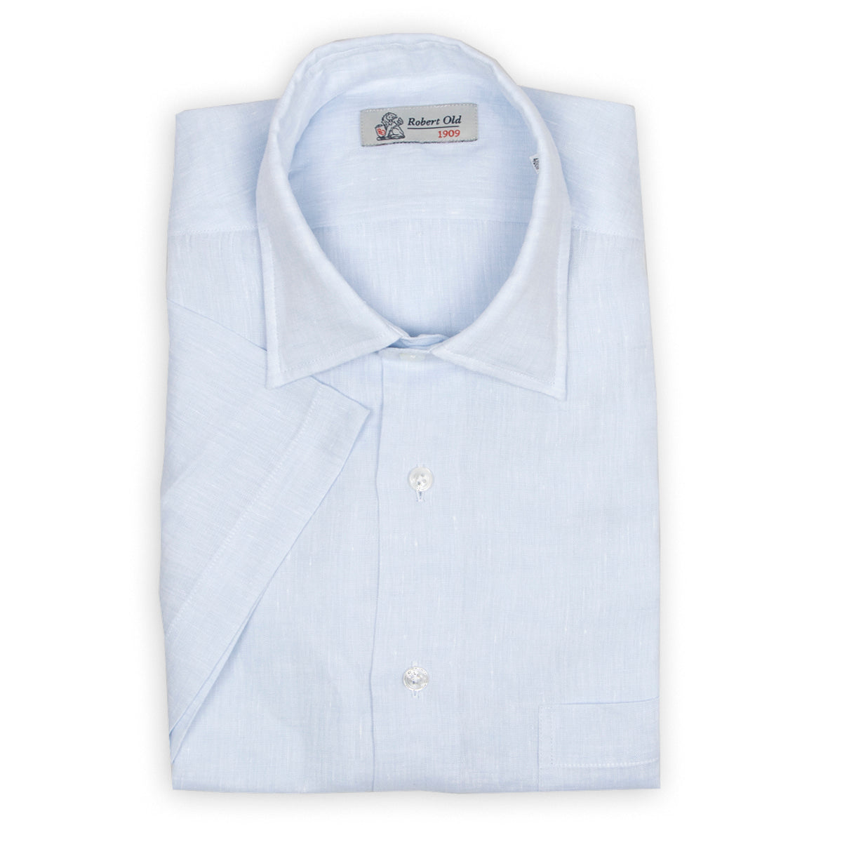 Light Blue Linen Short Sleeve Shirt  Robert Old   