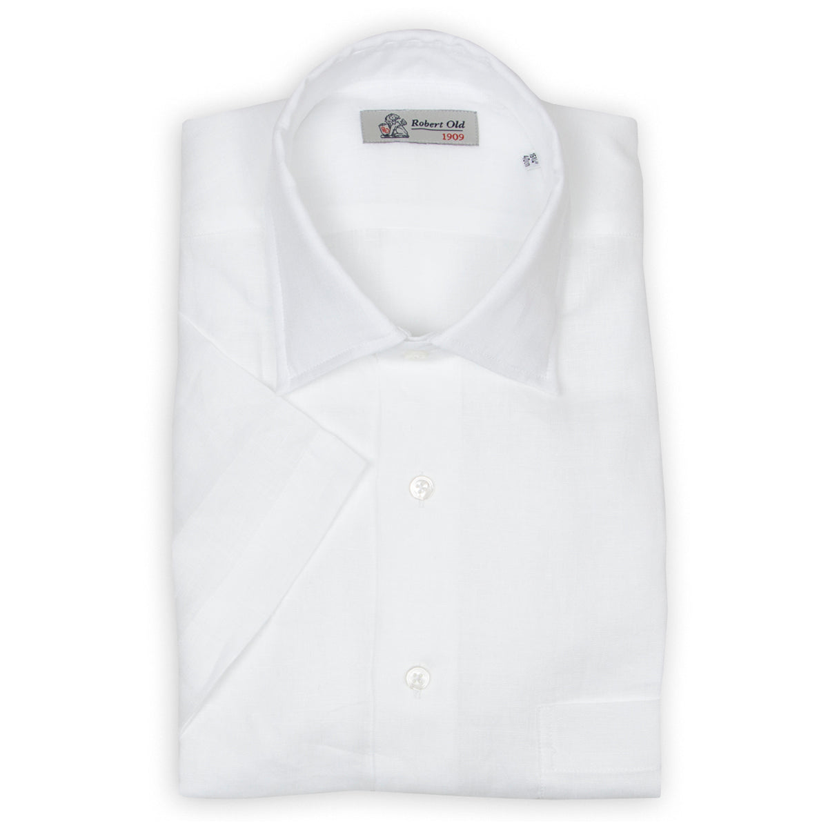 White Linen Short Sleeve Shirt  Robert Old   