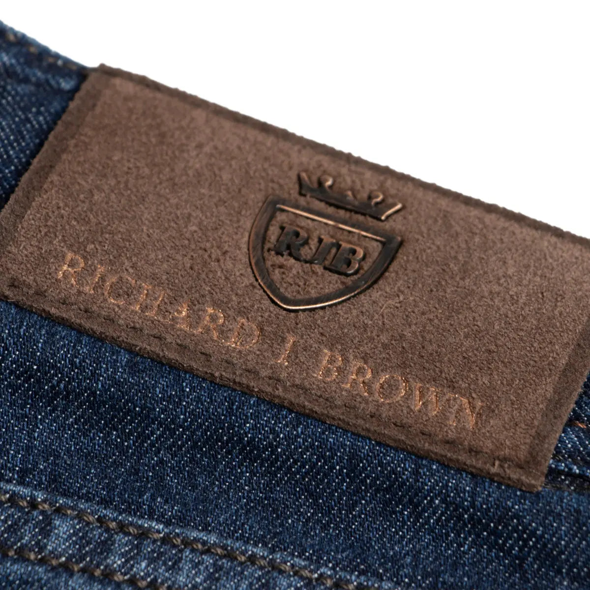 Dark Denim 'Milano' Regular FIt Cotton & Silk Jeans  Richard J. Brown   
