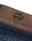 Dark Denim 'Milano' Regular FIt Cotton & Silk Jeans  Richard J Brown   