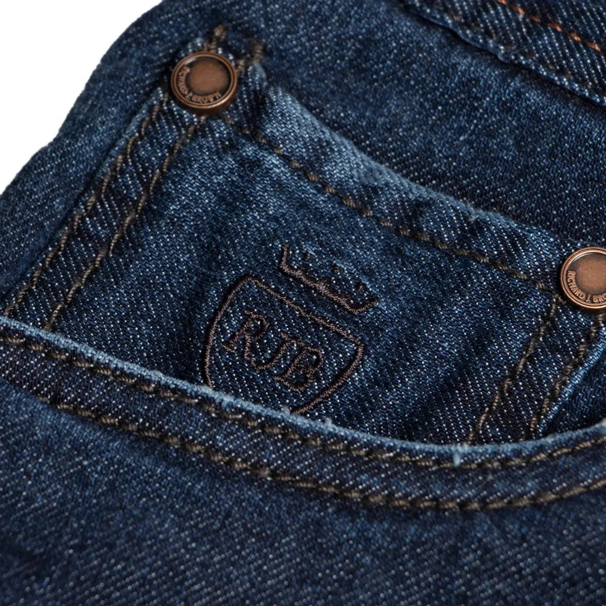 Dark Denim 'Milano' Regular FIt Cotton & Silk Jeans  Richard J Brown   