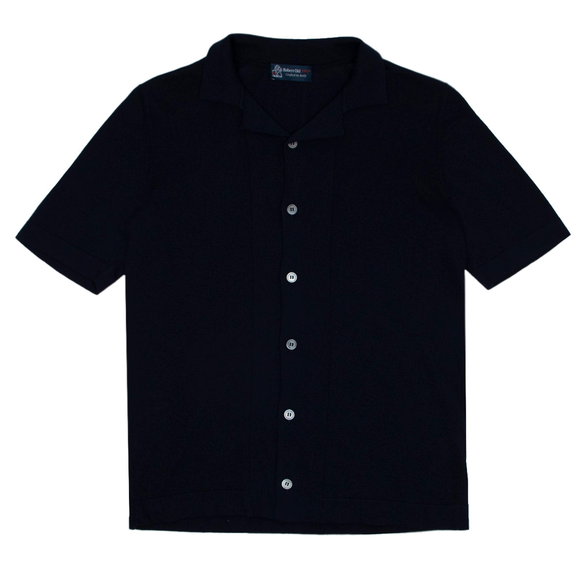 Navy 100% Cotton Italian Knit Shirt  Robert Old   