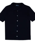 Navy 100% Cotton Italian Knit Shirt  Robert Old   