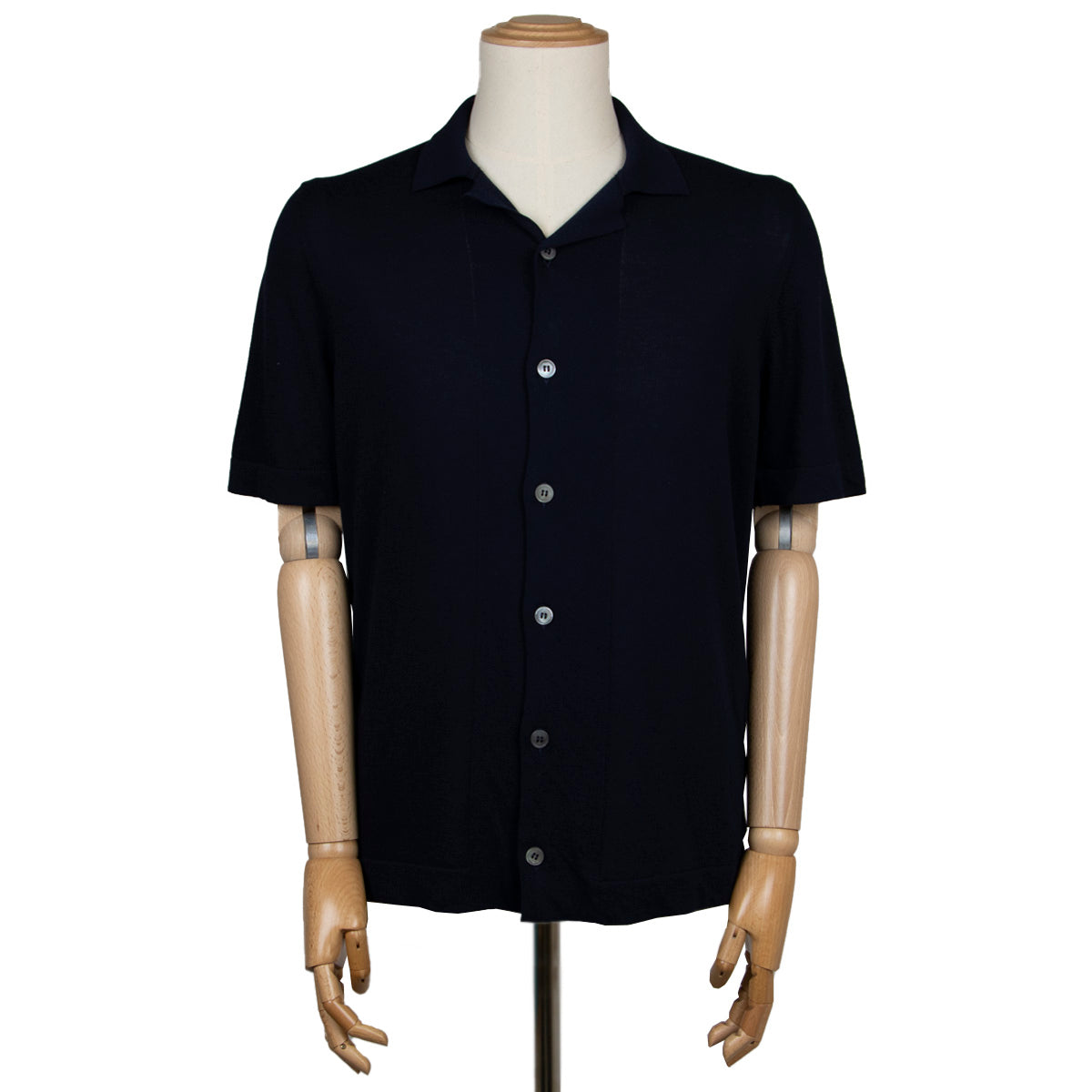 Navy 100% Cotton Italian Knit Shirt  Robert Old   