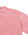 Pink Linen Open Collar Knitted Polo Shirt  Robert Old   