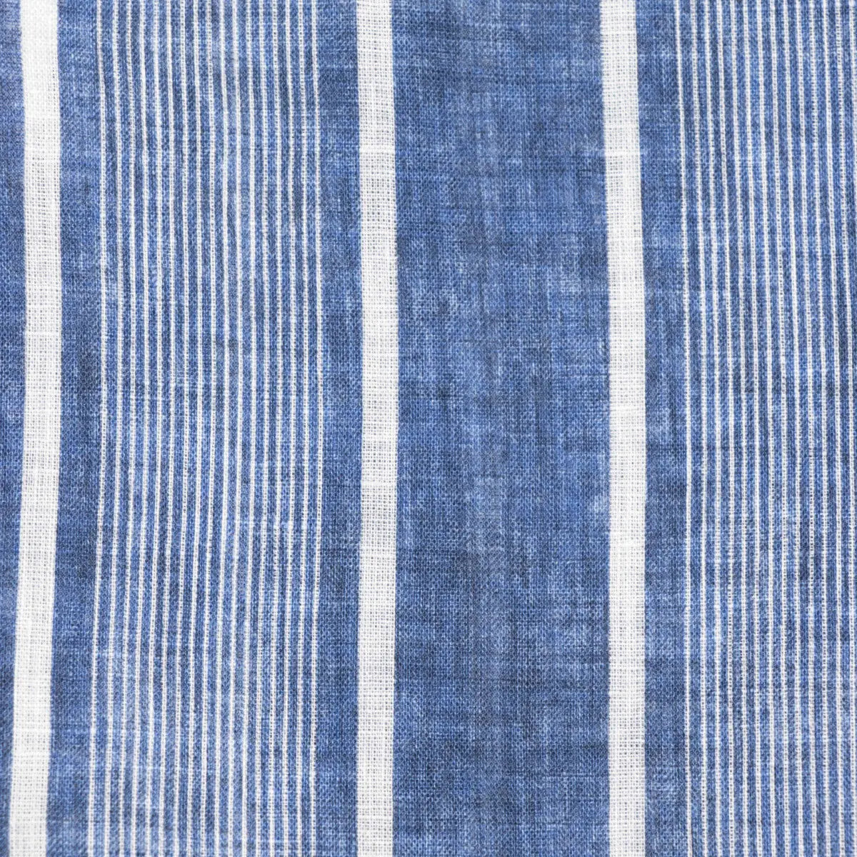 Bold Blue Stripe Linen Long Sleeve Shirt  FEDELI   