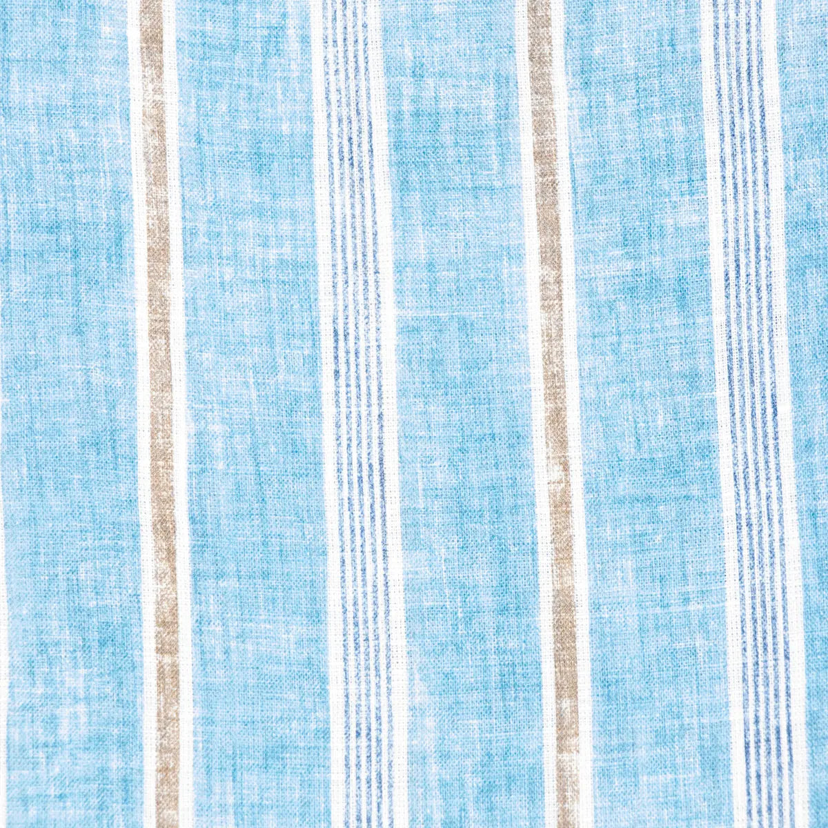 Turquoise Stripe Linen Long Sleeve Shirt  FEDELI   