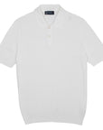 White 100% Cotton Knit Short Sleeve Polo Shirt S/S POLOS Robert Old