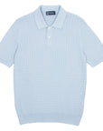 Light Blue 100% Cotton Knit Short Sleeve Polo Shirt  Robert Old   