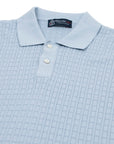 Light Blue 100% Cotton Knit Short Sleeve Polo Shirt  Robert Old   