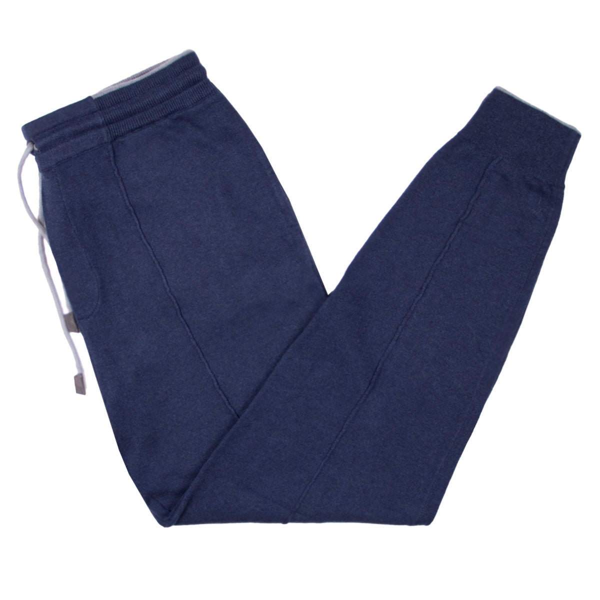 Navy Cotton & Cashmere Contrast Knitted Joggers  Robert Old   
