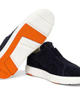 Navy Suede Slip-On Sneaker  Santoni   