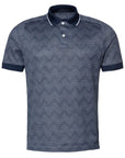 Navy Zigzag Jacquard Filo di Scozia Polo Shirt S/S POLOS Eton