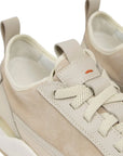 Beige Tumbled Leather and Suede Sneaker  Santoni   