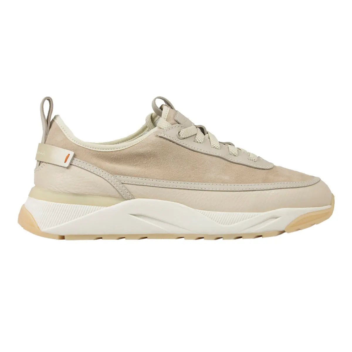 Beige Tumbled Leather and Suede Sneaker  Santoni   