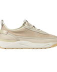 Beige Tumbled Leather and Suede Sneaker SHOES Santoni