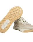 Beige Tumbled Leather and Suede Sneaker SHOES Santoni