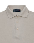 Beige Cotton Piqué Short Sleeve Polo Shirt  Robert Old   