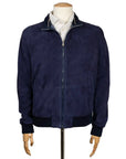 Indigo Perforated Suede Bomber Jacket  Robert Old   