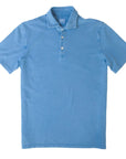 Mid Blue 100% Cotton Pique Polo Shirt  FEDELI   