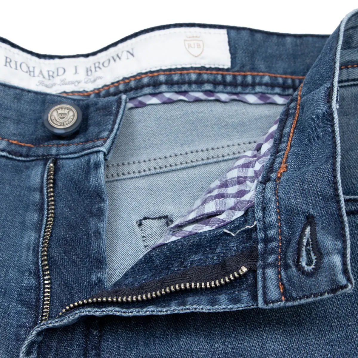 Mid-Wash Regular Fit Stretch Milano Jeans  Richard J Brown   