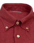 Red Linen Button-Down Long Sleeve Shirt L/S SHIRTS Robert Old