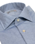 Steel Blue Cotton & Linen Long Sleeve Shirt  Robert Old   