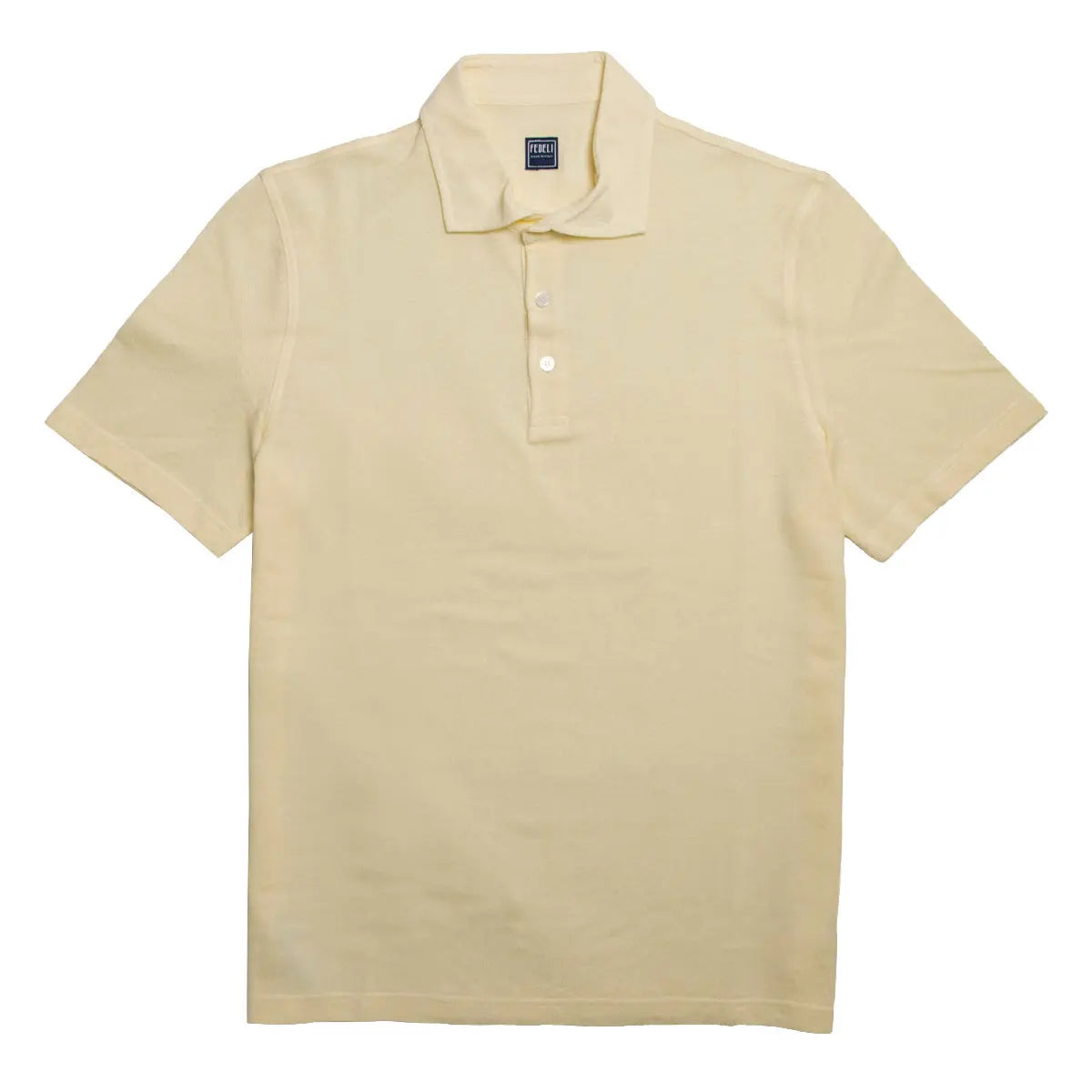 Yellow Linen & Cotton Short Sleeve Polo Shirt  FEDELI   