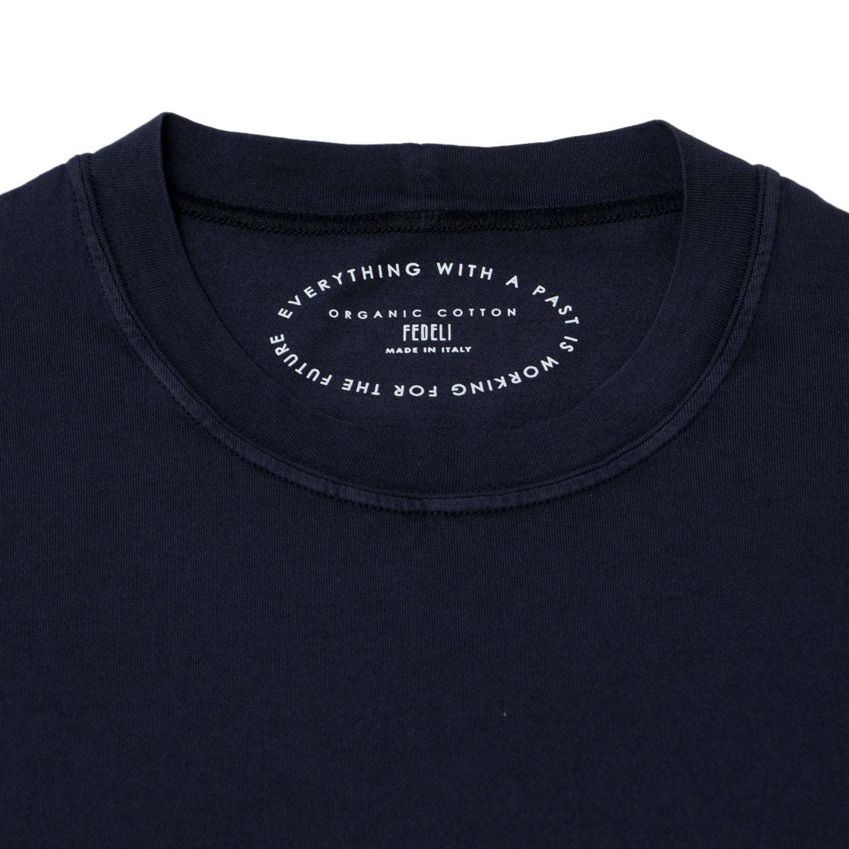 Navy 100% Organic Cotton Jersey T-Shirt  FEDELI   