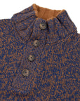 Navy & Vicuna Melange Buttoned-Neck Wool Jumper KNITWEAR Robert Old