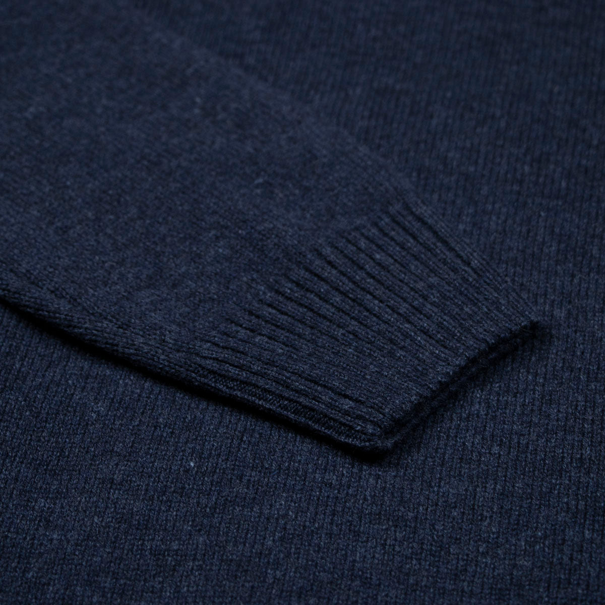 Navy Contrast Virgin Wool & Cashmere Zip Neck Sweater  Robert Old   