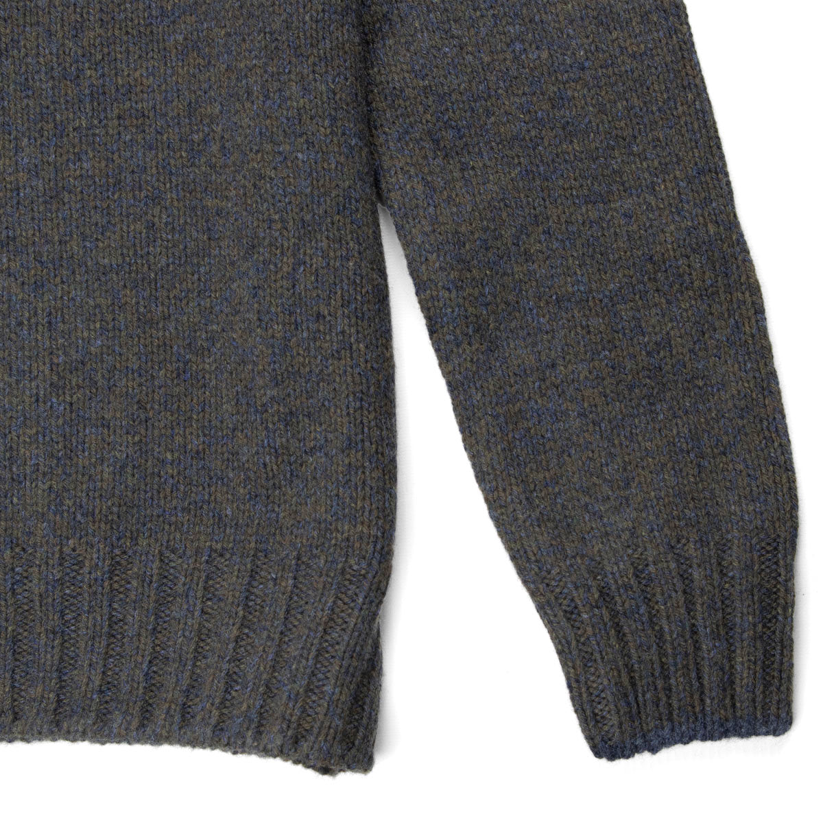 Green & Denim Melange Buttoned-Neck Wool Jumper  Robert Old   