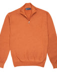 Orange Virgin Wool Zip Neck Sweater  Robert Old   