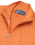 Orange Virgin Wool Zip Neck Sweater KNITWEAR Robert Old