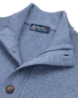 Blue Melange Buttoned Zip-Neck Wool Jumper KNITWEAR Robert Old