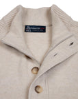 Oatmeal Virgin Wool Buttoned Zip-Neck Wool Jumper KNITWEAR Robert Old