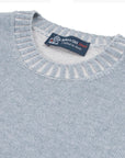 Ice Blue Wool & Cashmere Blend Crew Neck Jumper KNITWEAR Robert Old