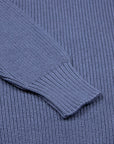 Airforce Blue Rain Wool Ribbed Zip-Neck Sweater KNITWEAR Robert Old