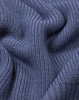 Airforce Blue Rain Wool Ribbed Zip-Neck Sweater KNITWEAR Robert Old