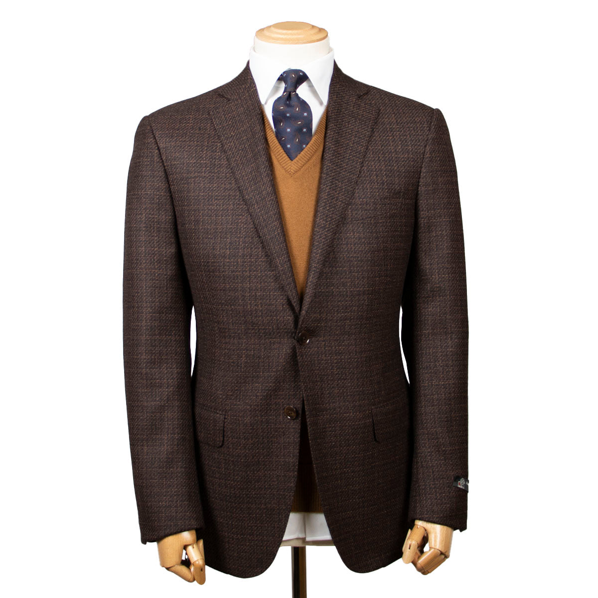 Brown Mélange Super 110’s Wool Jacket  Robert Old   