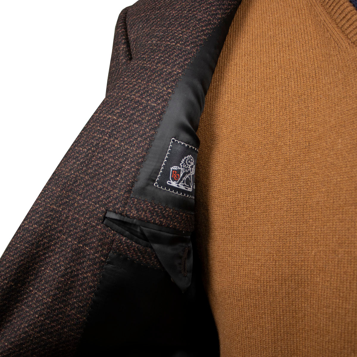 Brown Mélange Super 110’s Wool Jacket  Robert Old   