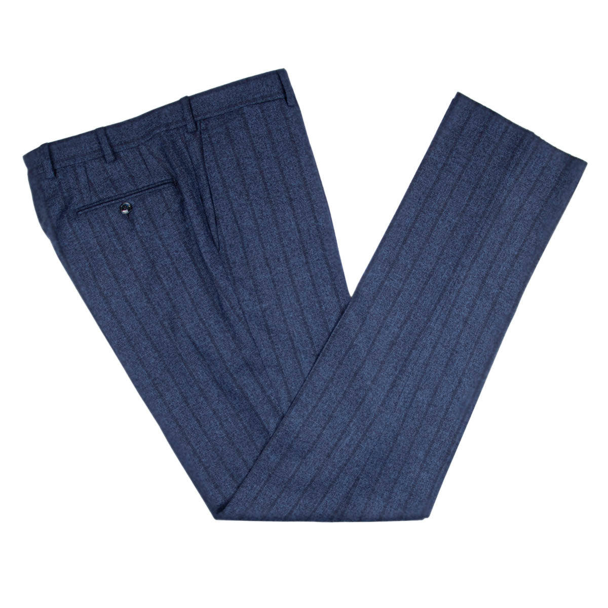 Blue Vertical Stripe 100% Wool Flannel Suit  Robert Old   