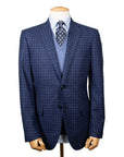 Blue Check Wool, Silk, & Cashmere Jacket  Robert Old   