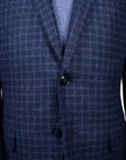 Blue Check Wool, Silk, & Cashmere Jacket  Robert Old   