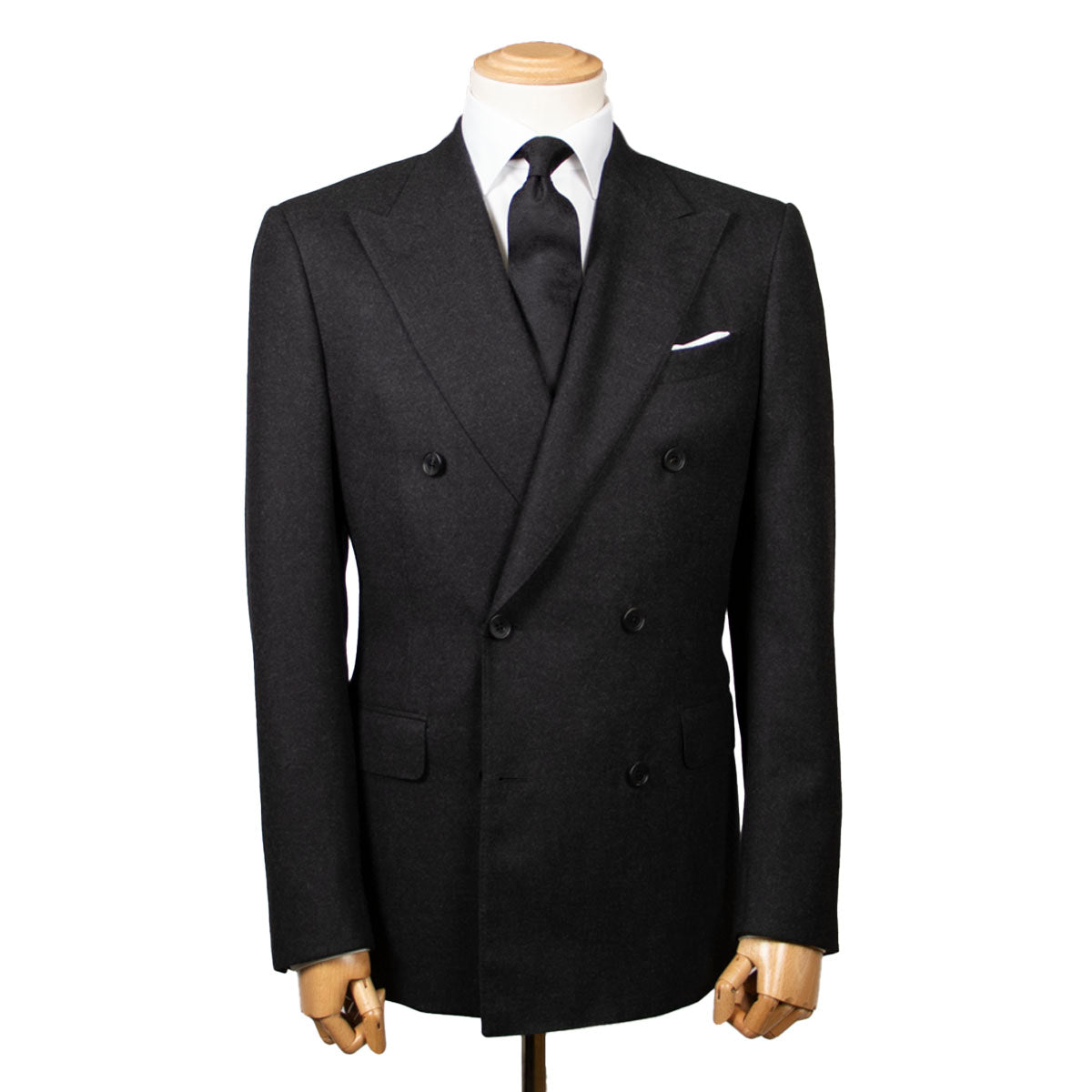 Charcoal Wool Flannel Double-Breasted Suit  Robert Old   