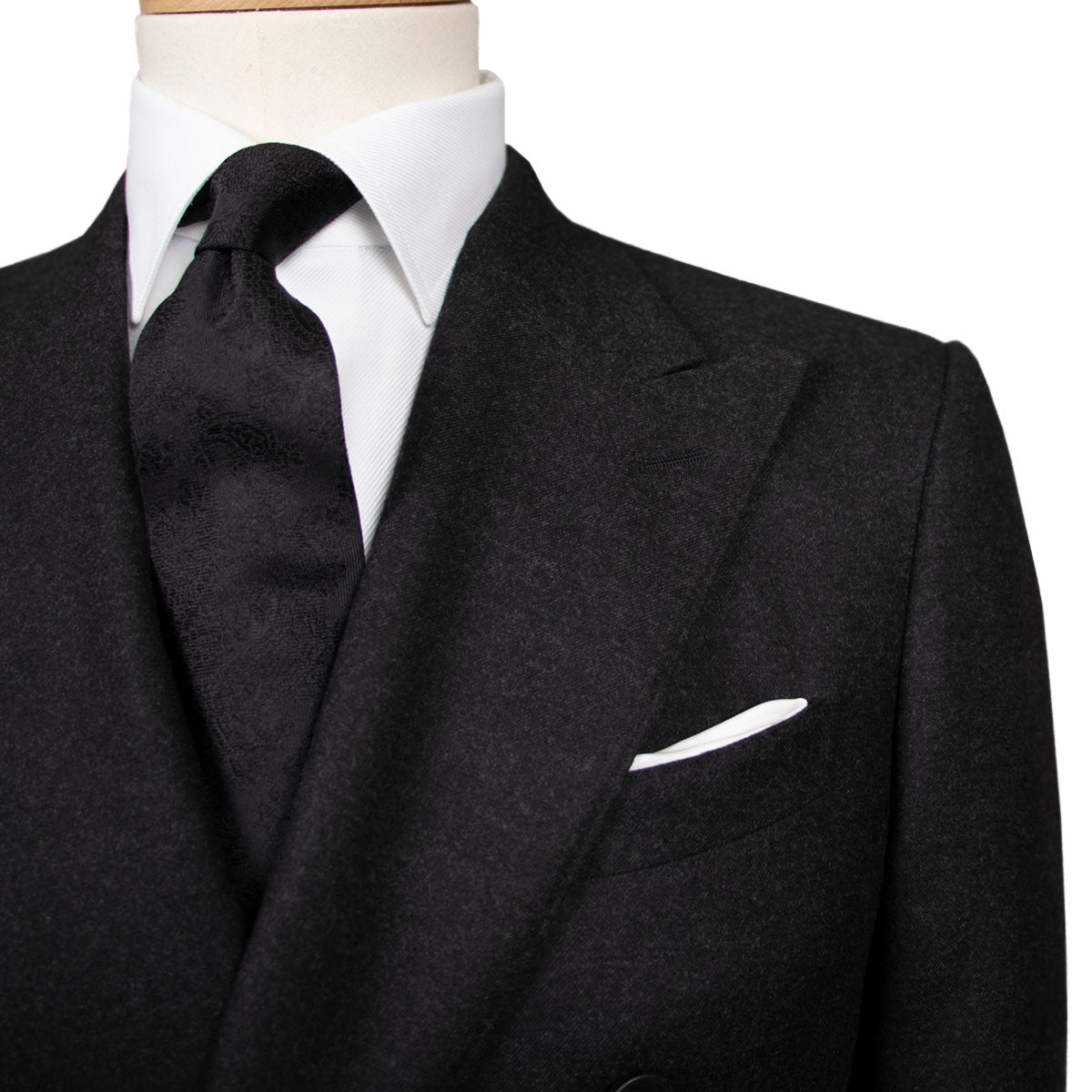 Charcoal Wool Flannel Double-Breasted Suit  Robert Old   